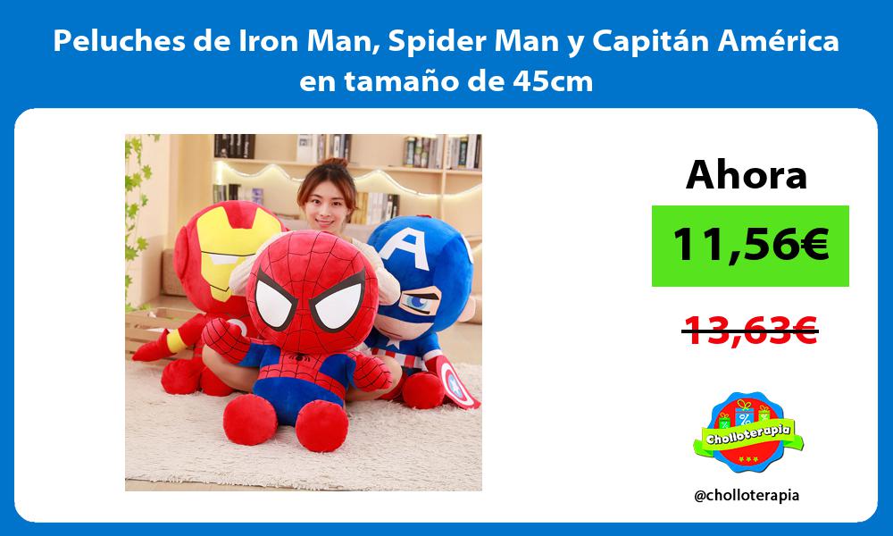 Peluches de Iron Man Spider Man y Capitán América en tamaño de 45cm