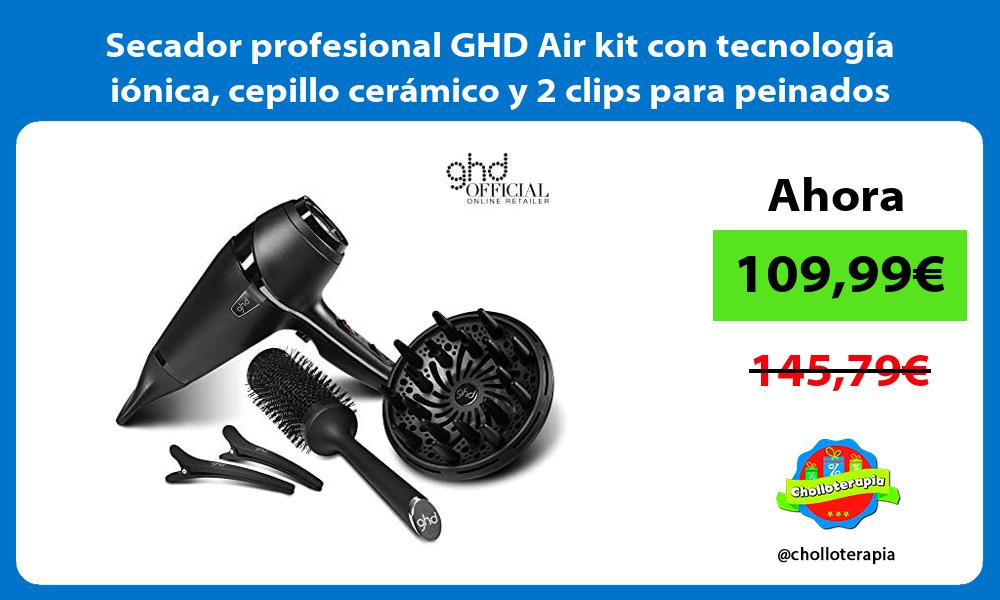 Secador profesional GHD Air kit con tecnología iónica cepillo cerámico y 2 clips para peinados