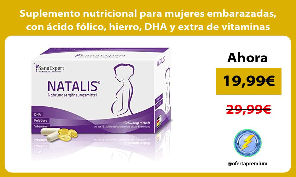 Suplemento nutricional para mujeres embarazadas con ácido fólico hierro DHA y extra de vitaminas