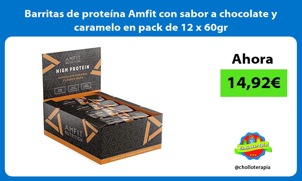 Barritas de proteína Amfit con sabor a chocolate y caramelo en pack de 12 x 60gr