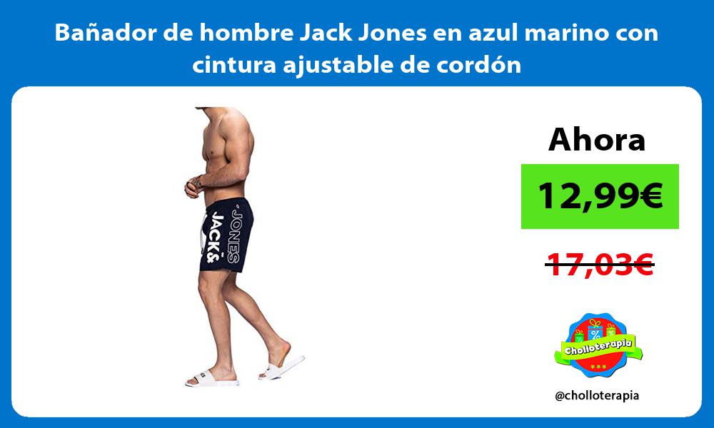 Bañador de hombre Jack Jones en azul marino con cintura ajustable de cordón