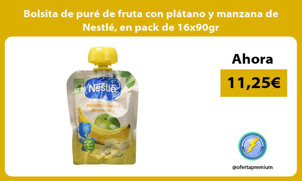 Bolsita de puré de fruta con plátano y manzana de Nestlé en pack de 16x90gr