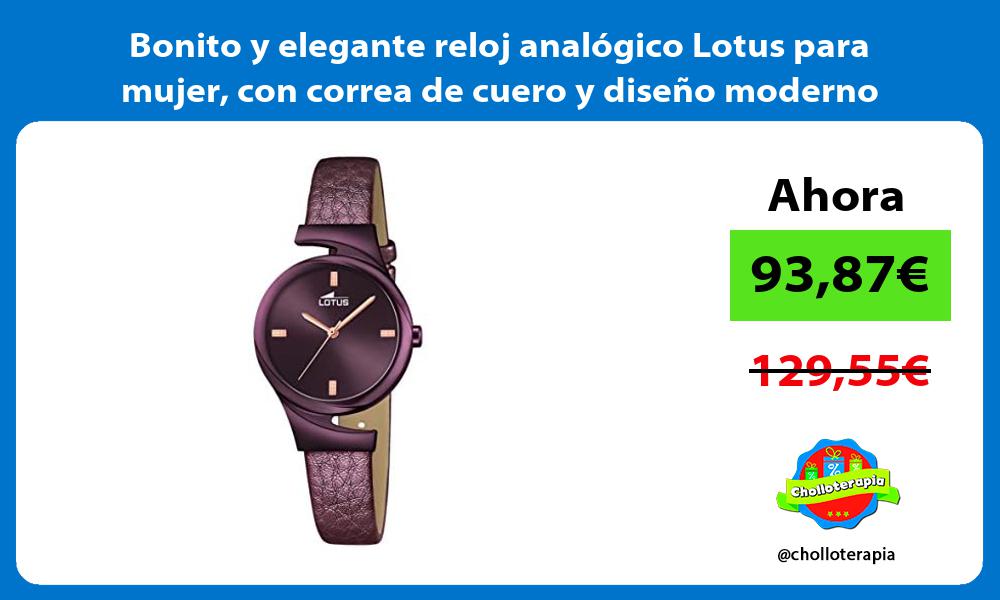 Bonito y elegante reloj analógico Lotus para mujer con correa de cuero y diseño moderno