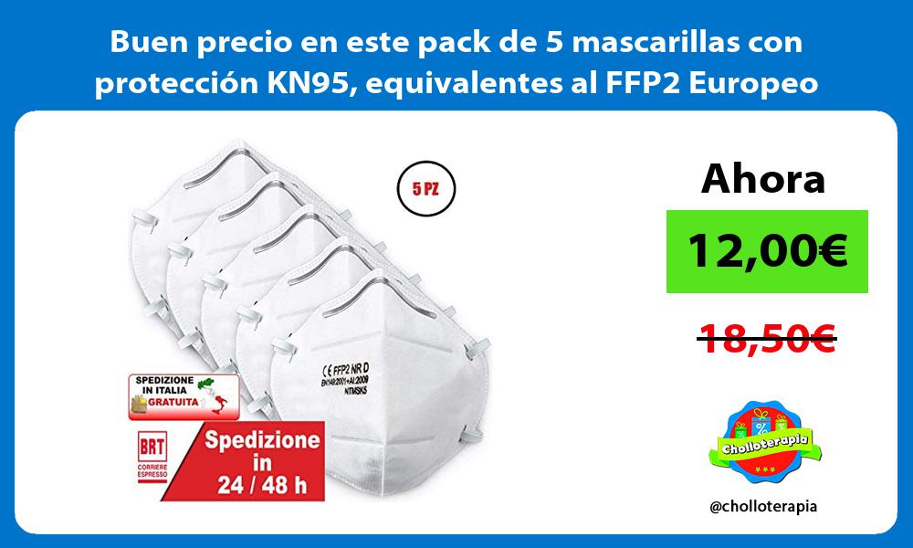 Buen precio en este pack de 5 mascarillas con protección KN95 equivalentes al FFP2 Europeo