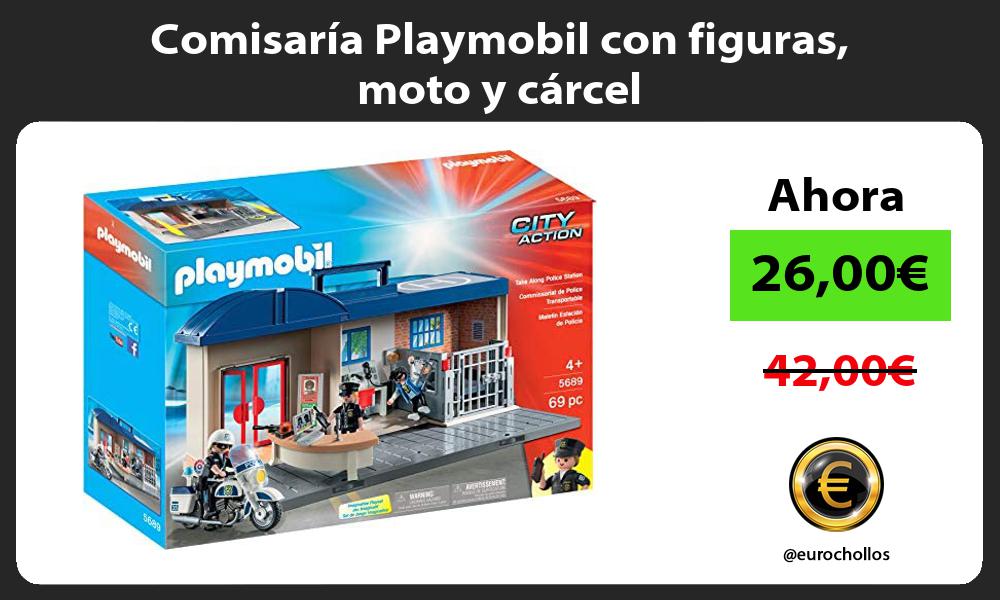 Comisaría Playmobil con figuras moto y cárcel