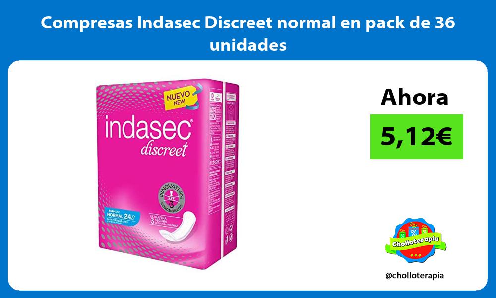 Compresas Indasec Discreet normal en pack de 36 unidades