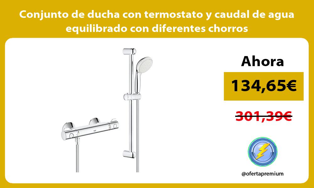 Conjunto de ducha con termostato y caudal de agua equilibrado con diferentes chorros