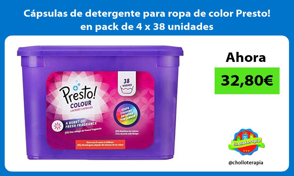 Cápsulas de detergente para ropa de color Presto en pack de 4 x 38 unidades