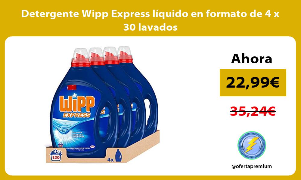 Detergente Wipp Express líquido en formato de 4 x 30 lavados