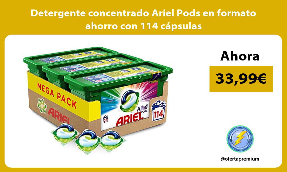 Detergente concentrado Ariel Pods en formato ahorro con 114 cápsulas