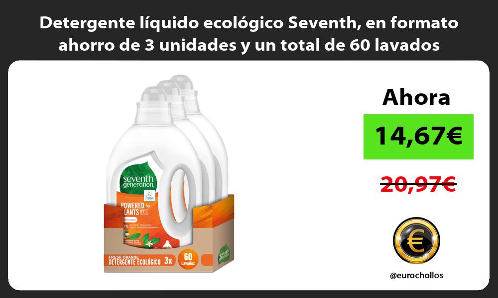 Detergente líquido ecológico Seventh en formato ahorro de 3 unidades y un total de 60 lavados