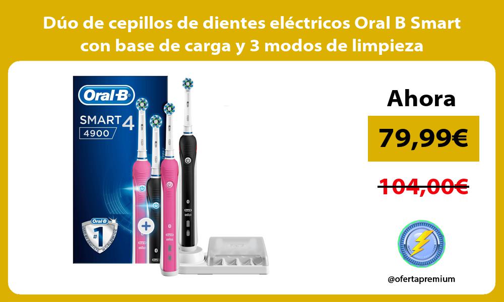 Dúo de cepillos de dientes eléctricos Oral B Smart con base de carga y 3 modos de limpieza