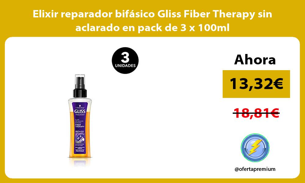 Elixir reparador bifásico Gliss Fiber Therapy sin aclarado en pack de 3 x 100ml