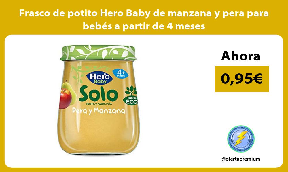 Frasco de potito Hero Baby de manzana y pera para bebés a partir de 4 meses