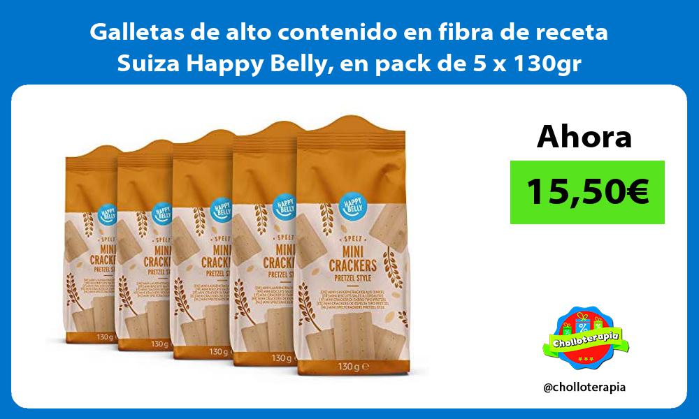 Galletas de alto contenido en fibra de receta Suiza Happy Belly en pack de 5 x 130gr