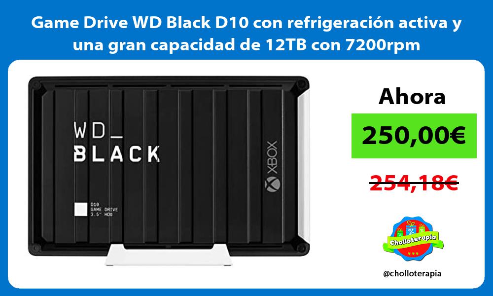Game Drive WD Black D10 con refrigeración activa y una gran capacidad de 12TB con 7200rpm