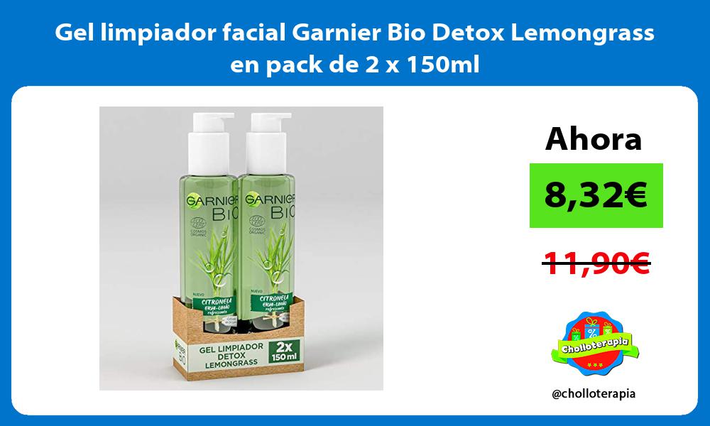 Gel limpiador facial Garnier Bio Detox Lemongrass en pack de 2 x 150ml