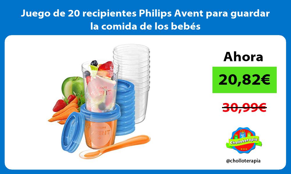 Juego de 20 recipientes Philips Avent para guardar la comida de los bebés