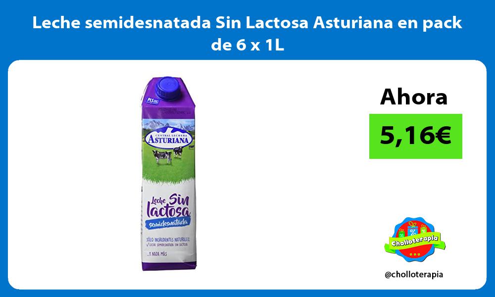 Leche semidesnatada Sin Lactosa Asturiana en pack de 6 x 1L