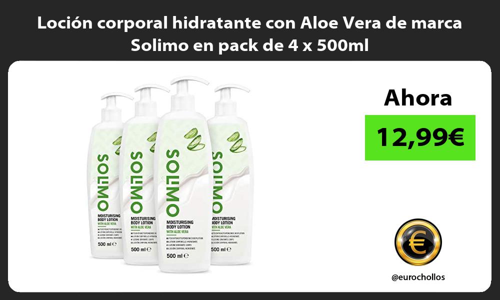 Loción corporal hidratante con Aloe Vera de marca Solimo en pack de 4 x 500ml