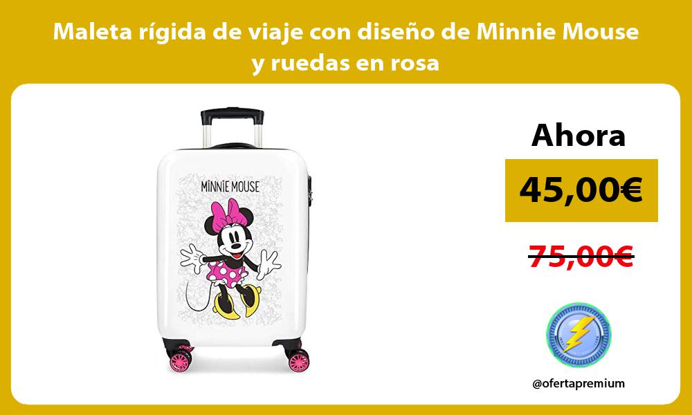 Maleta rígida de viaje con diseño de Minnie Mouse y ruedas en rosa