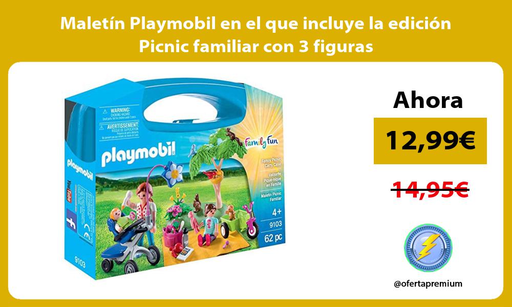 Maletín Playmobil en el que incluye la edición Picnic familiar con 3 figuras