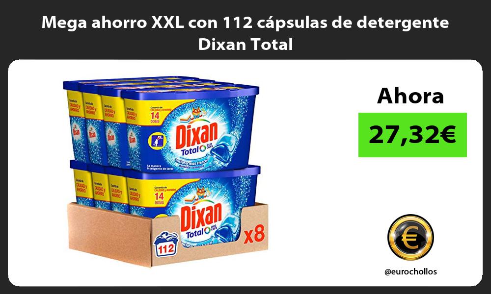 Mega ahorro XXL con 112 cápsulas de detergente Dixan Total