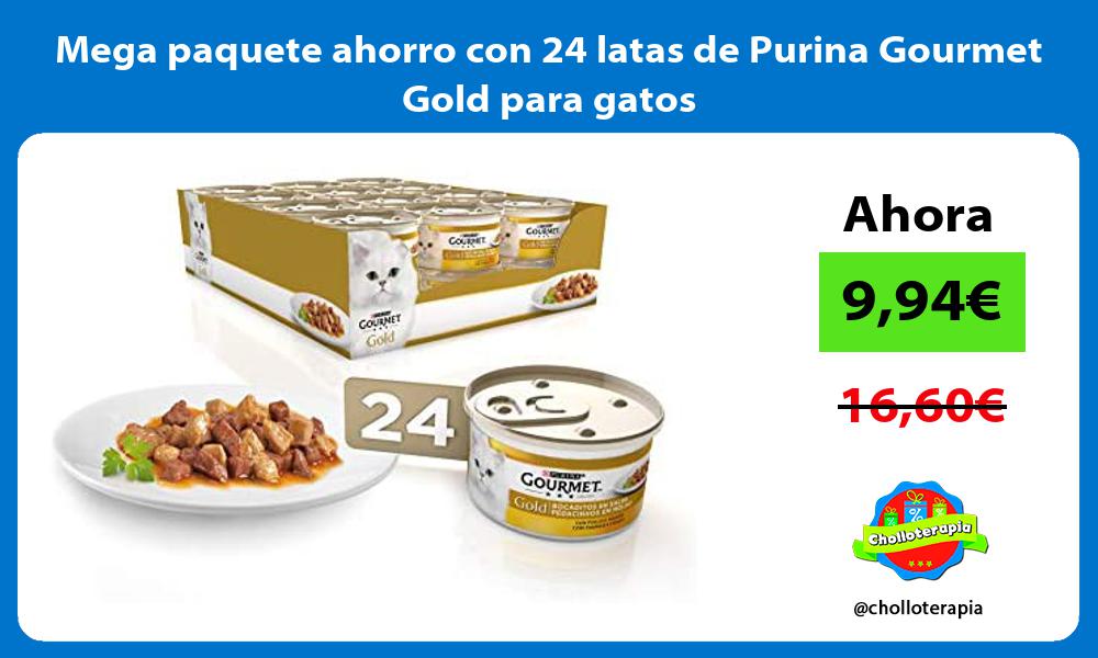 Mega paquete ahorro con 24 latas de Purina Gourmet Gold para gatos