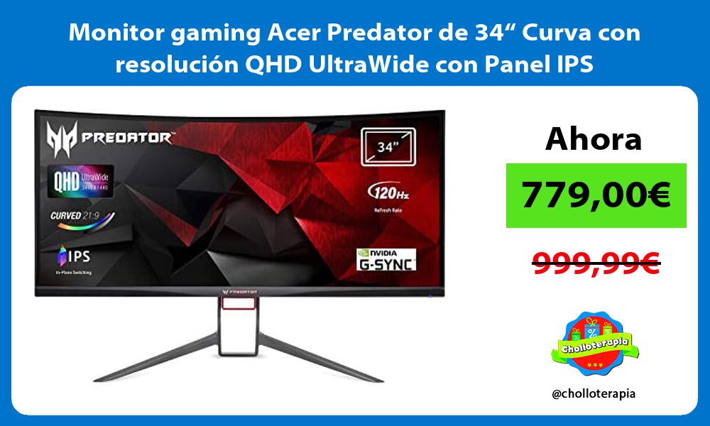 Monitor gaming Acer Predator de 34“ Curva con resolución QHD UltraWide con Panel IPS