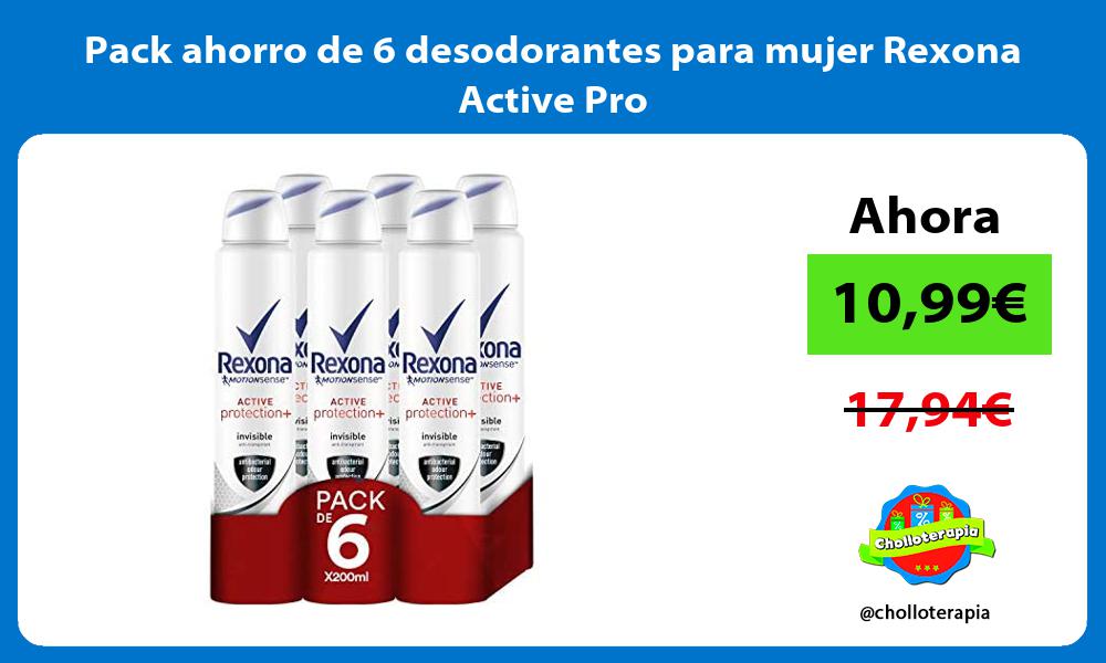 Pack ahorro de 6 desodorantes para mujer Rexona Active Pro