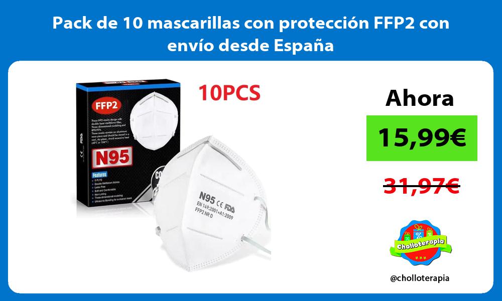 Pack de 10 mascarillas con protección FFP2 con envío desde España