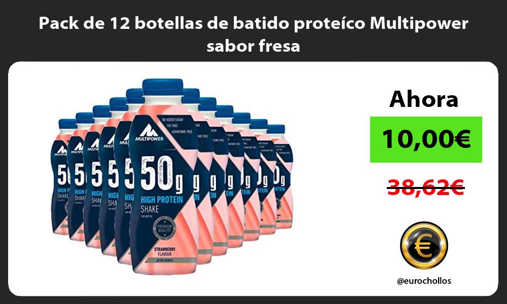 Pack de 12 botellas de batido proteíco Multipower sabor fresa