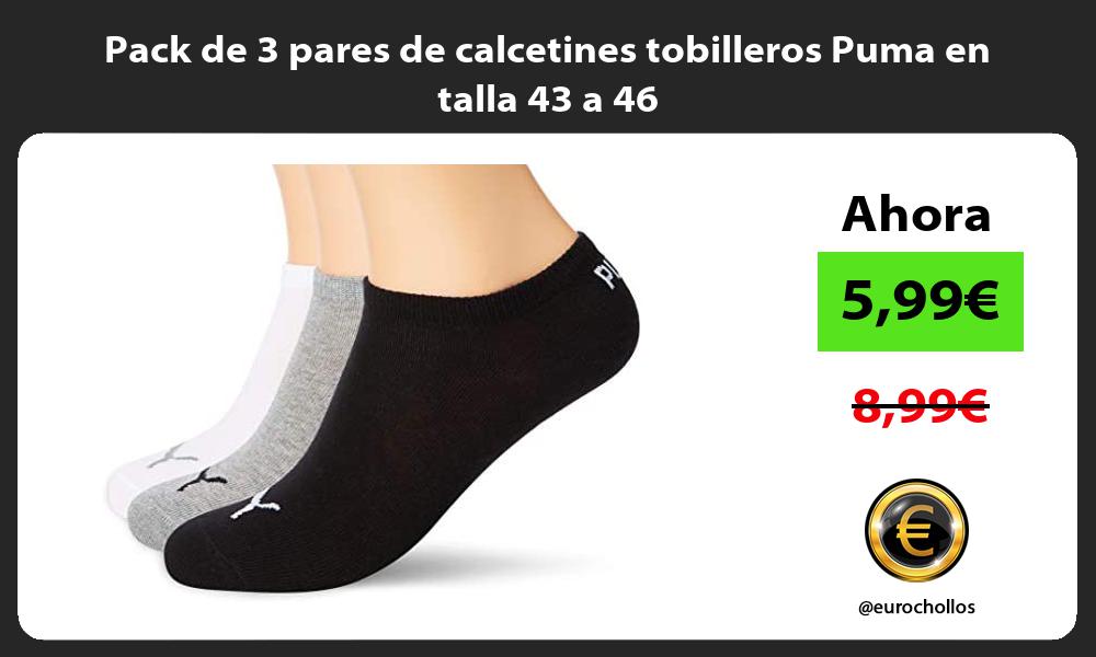 Pack de 3 pares de calcetines tobilleros Puma en talla 43 a 46