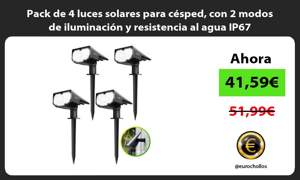 Pack de 4 luces solares para césped con 2 modos de iluminación y resistencia al agua IP67