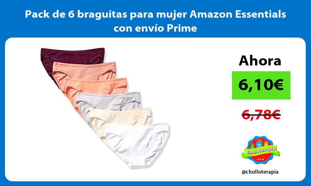 Pack de 6 braguitas para mujer Amazon Essentials con envío Prime