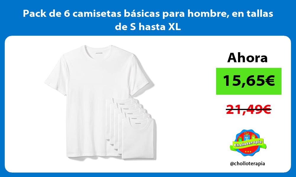 Pack de 6 camisetas básicas para hombre en tallas de S hasta XL