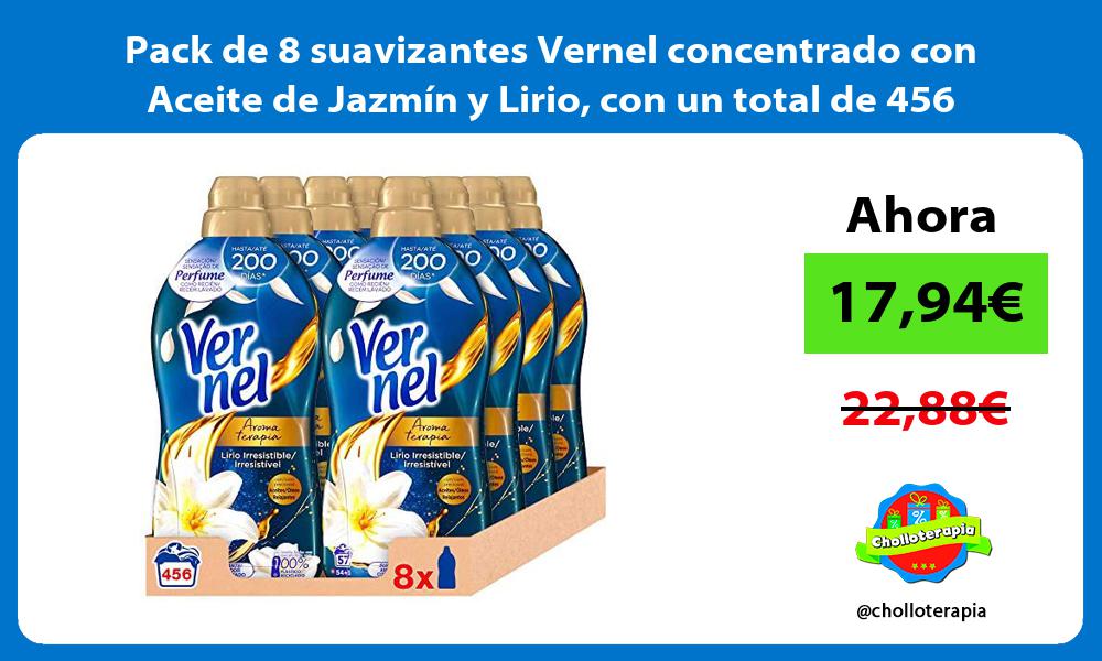 Pack de 8 suavizantes Vernel concentrado con Aceite de Jazmín y Lirio con un total de 456 lavados