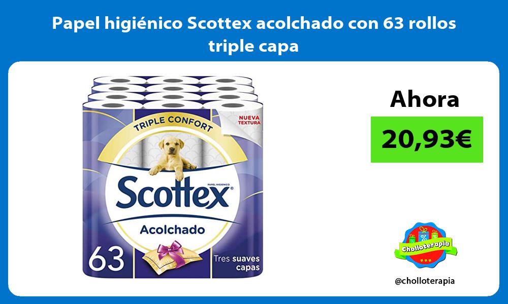 Papel higiénico Scottex acolchado con 63 rollos triple capa
