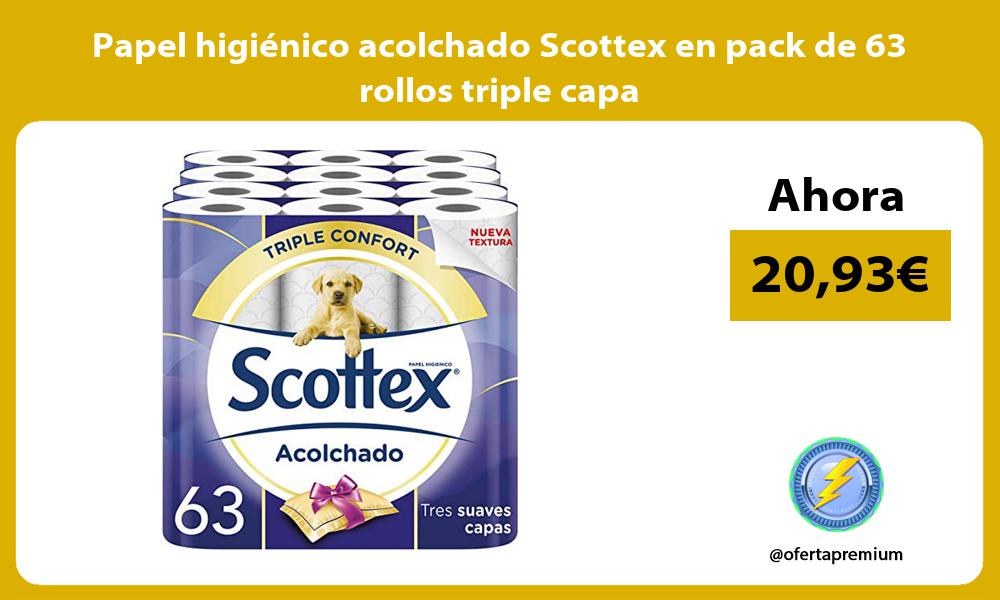 Papel higiénico acolchado Scottex en pack de 63 rollos triple capa
