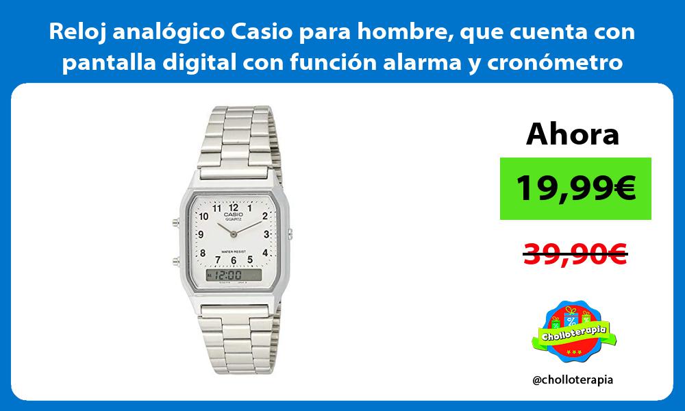 Reloj analógico Casio para hombre que cuenta con pantalla digital con función alarma y cronómetro