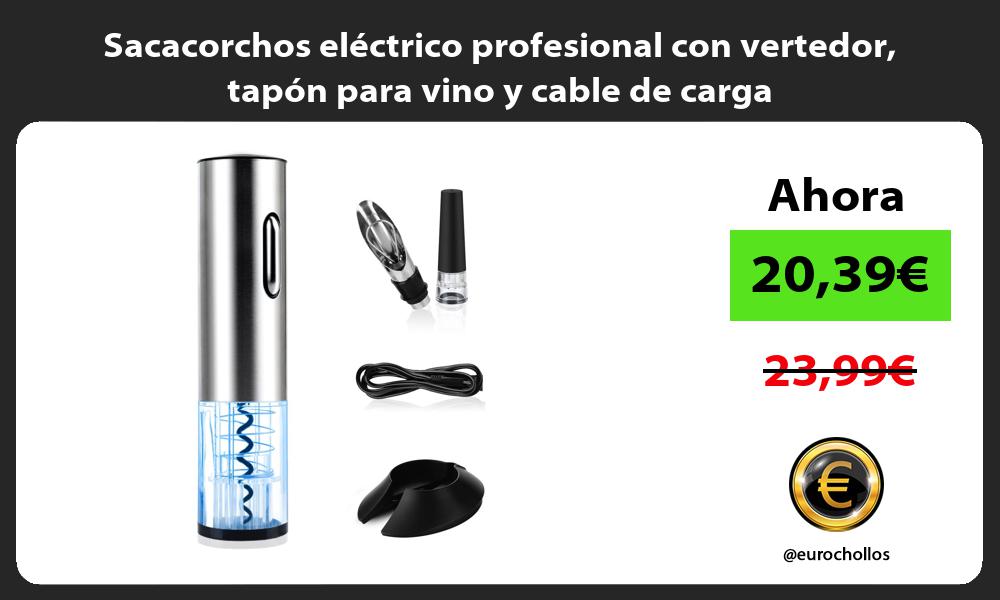 Sacacorchos eléctrico profesional con vertedor tapón para vino y cable de carga