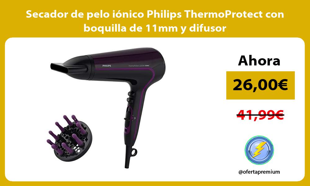 Secador de pelo iónico Philips ThermoProtect con boquilla de 11mm y difusor