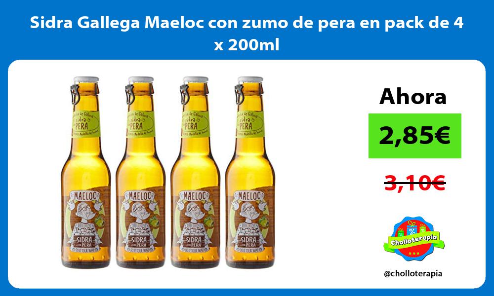 Sidra Gallega Maeloc con zumo de pera en pack de 4 x 200ml