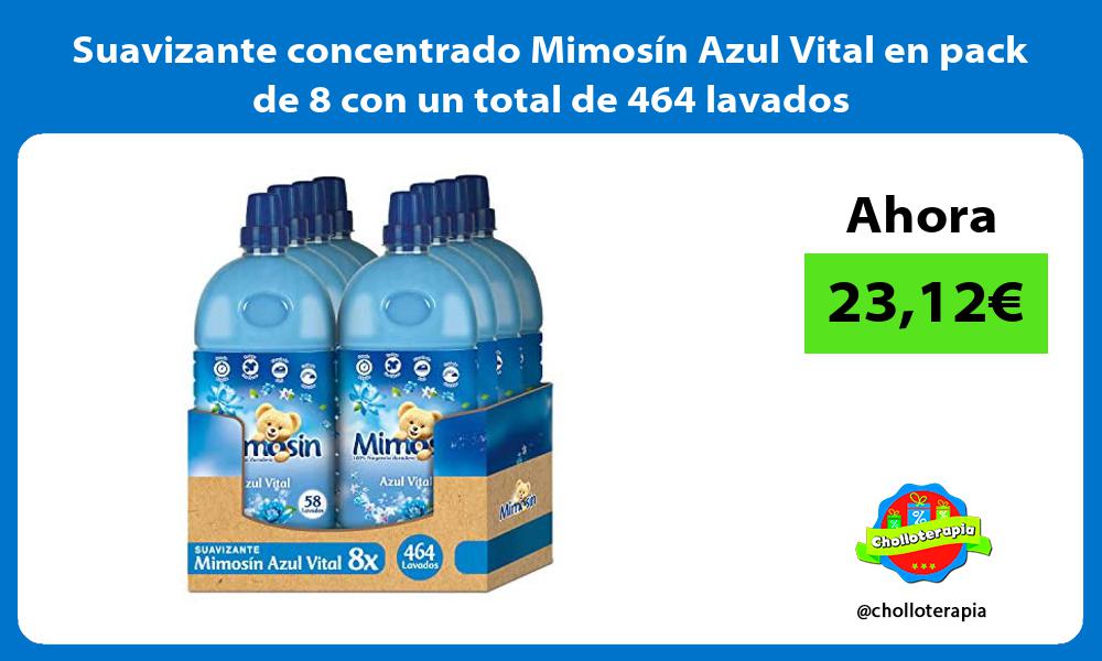 Suavizante concentrado Mimosín Azul Vital en pack de 8 con un total de 464 lavados