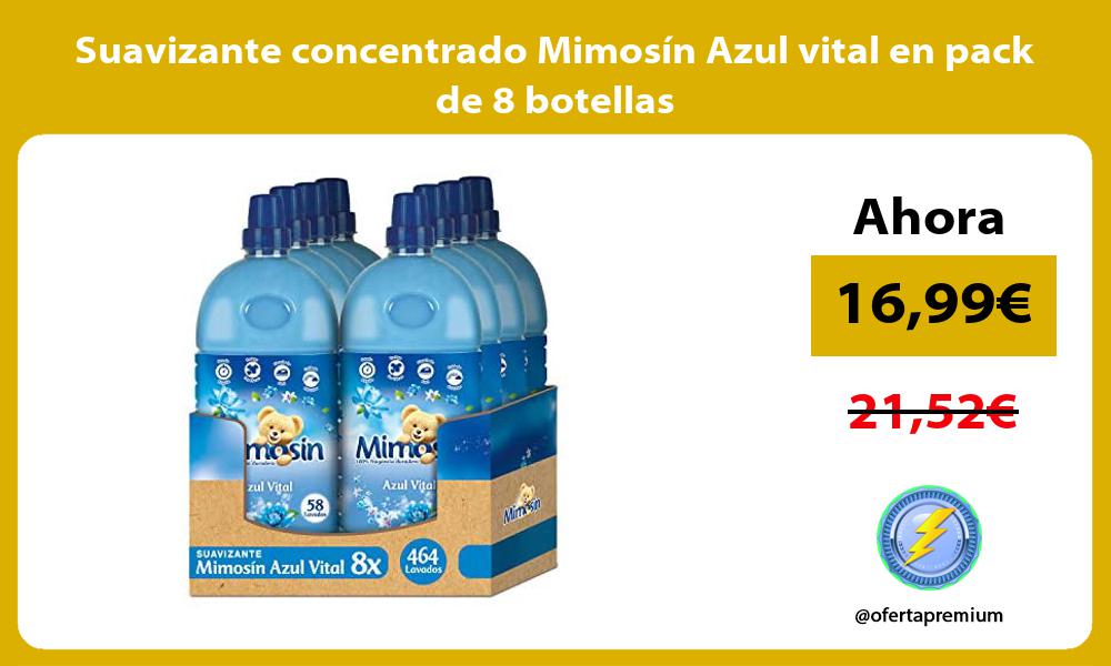 Suavizante concentrado Mimosín Azul vital en pack de 8 botellas