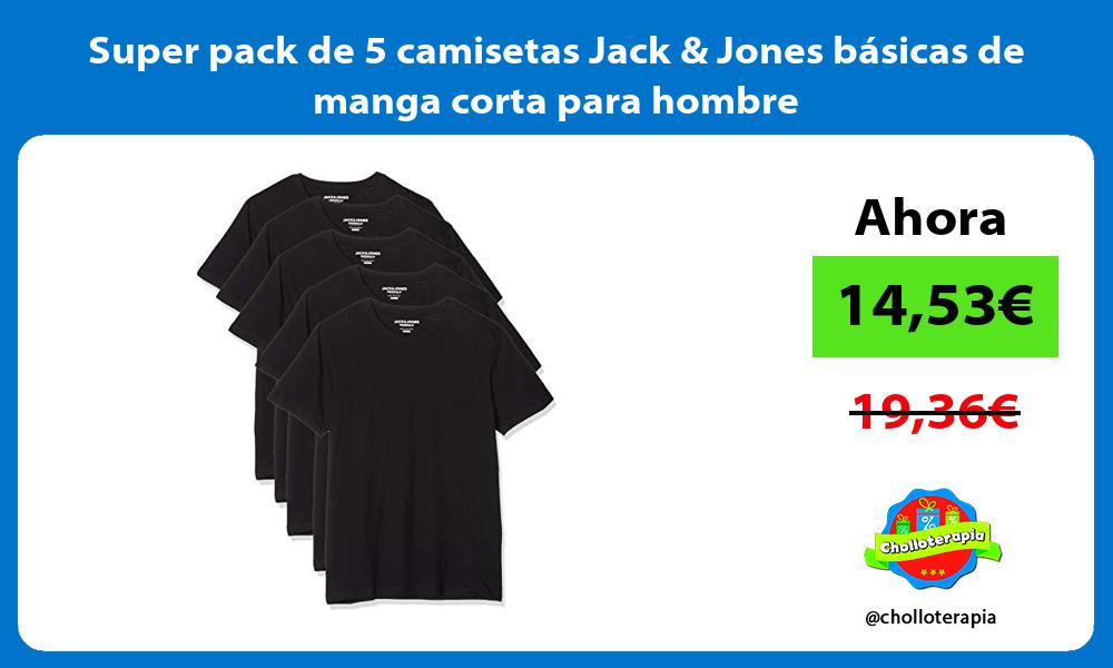 Super pack de 5 camisetas Jack Jones básicas de manga corta para hombre