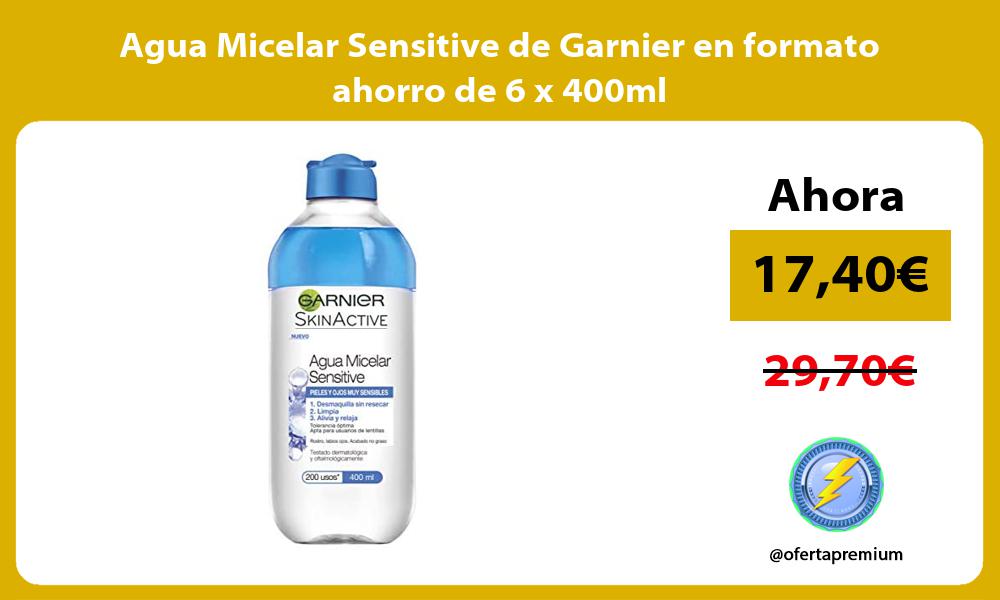 Agua Micelar Sensitive de Garnier en formato ahorro de 6 x 400ml