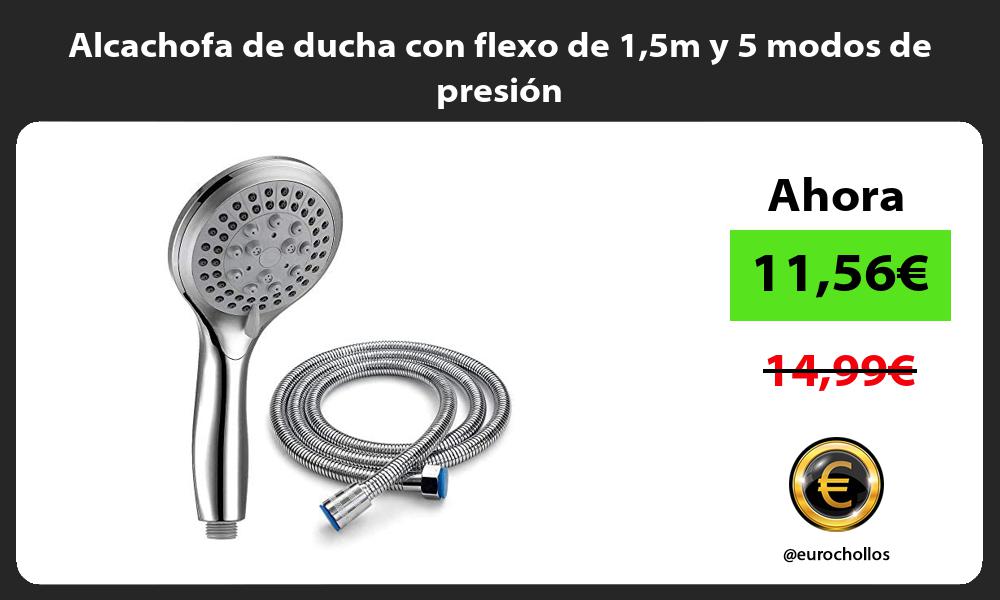 Alcachofa de ducha con flexo de 15m y 5 modos de presión