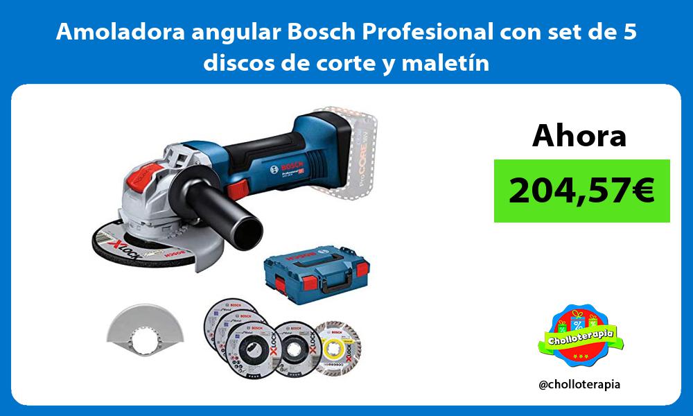 Amoladora angular Bosch Profesional con set de 5 discos de corte y maletín