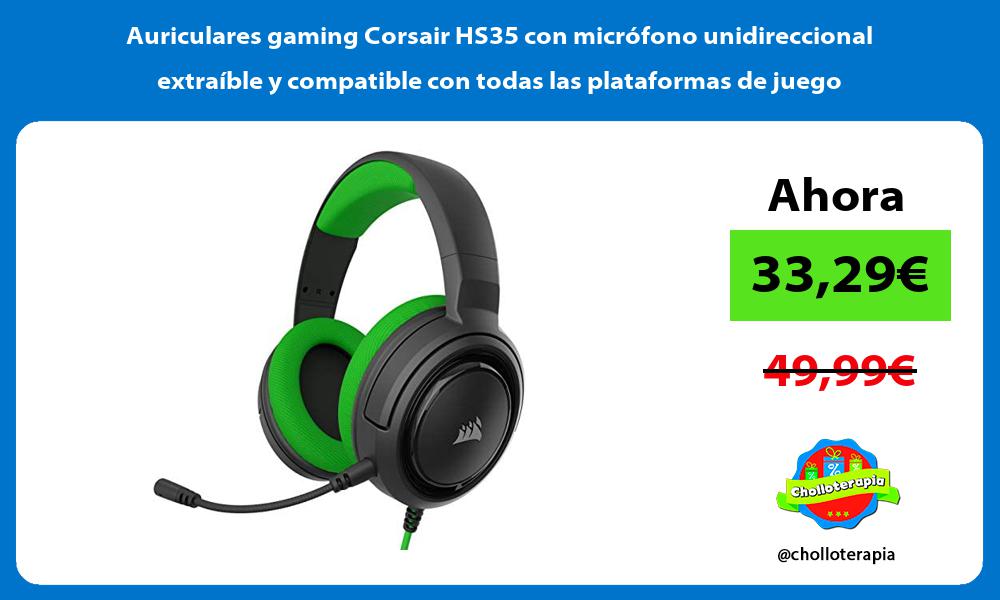 Auriculares gaming Corsair HS35 con micrófono unidireccional extraíble y compatible con todas las plataformas de juego